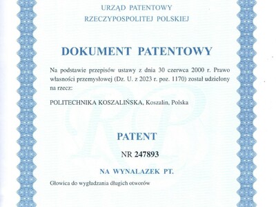 Kolejny patent dla Politechniki Koszalińskiej
