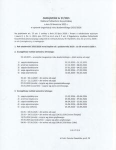 Organizacja roku akademickiego 2025/2026 