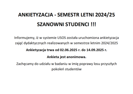ANKIETYZACJA - SEMESTR LETNI 2024/25