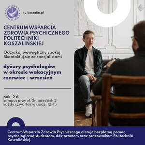 Ważna informacja o zmianie harmonogramu dyżurów psychologów podczas okresu wakacyjnego