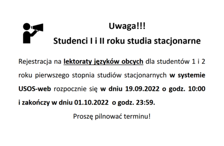 Rejestracja na lektoraty 
