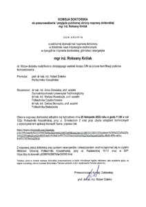 Zawiadomienie o publicznej dyskusji nad rozprawą doktorską mgr inż. Roksany Królak 25.11.2022, godz.11.00